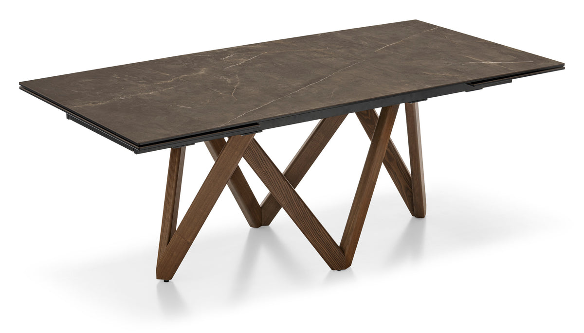 Cartesio R rectangular extending table, Smoke frame, Bronze matt ceramic top